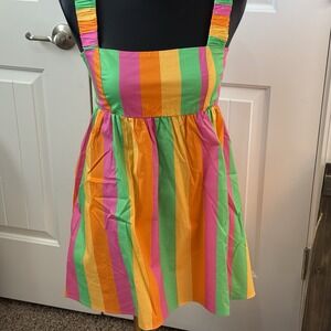 Show Me Your‎ Mumu Fling Mini Dress Neon Stripe Poplin w/ Pockets - Sz. XS NWT